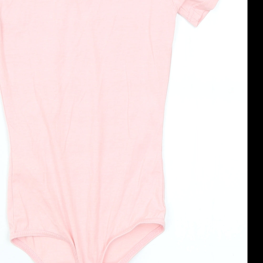 Brand and care label for Missguided women’s pink bodysuit one-piece, size UK 4