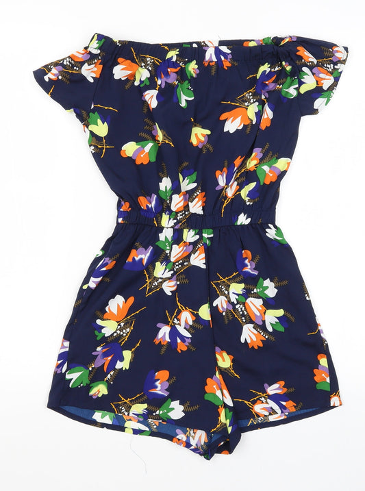 Atmosphere Womens Blue Floral  Romper One-Piece Size 4