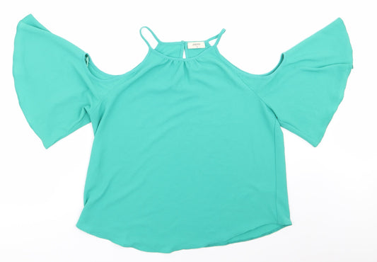Papaya Womens Green Basic Blouse Size 12 - Cut out shoulders