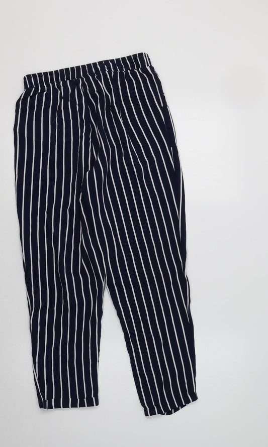 Primark Womens Blue Striped Trousers Size 8 L25 in