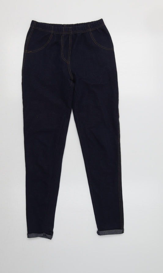 Additional front view of Boohoo women’s blue jegging leggings, size UK 6, 25-inch leg