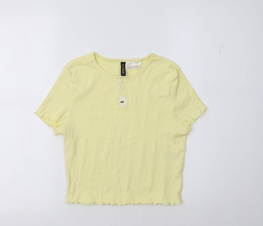 Womens UK Size M H&M Yellow Cropped Polo