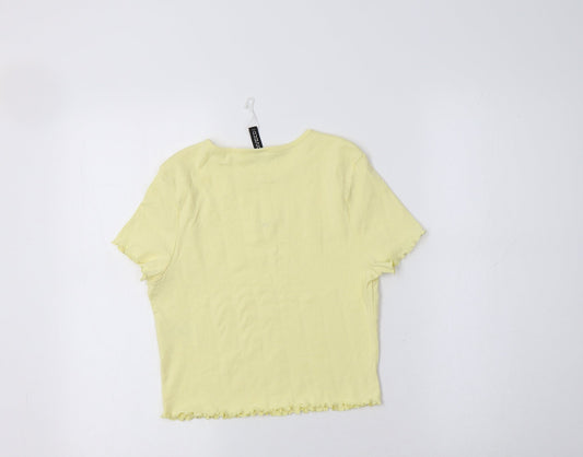 Womens UK Size M H&M Yellow Cropped Polo