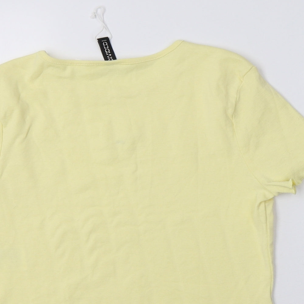 Womens UK Size M H&M Yellow Cropped Polo