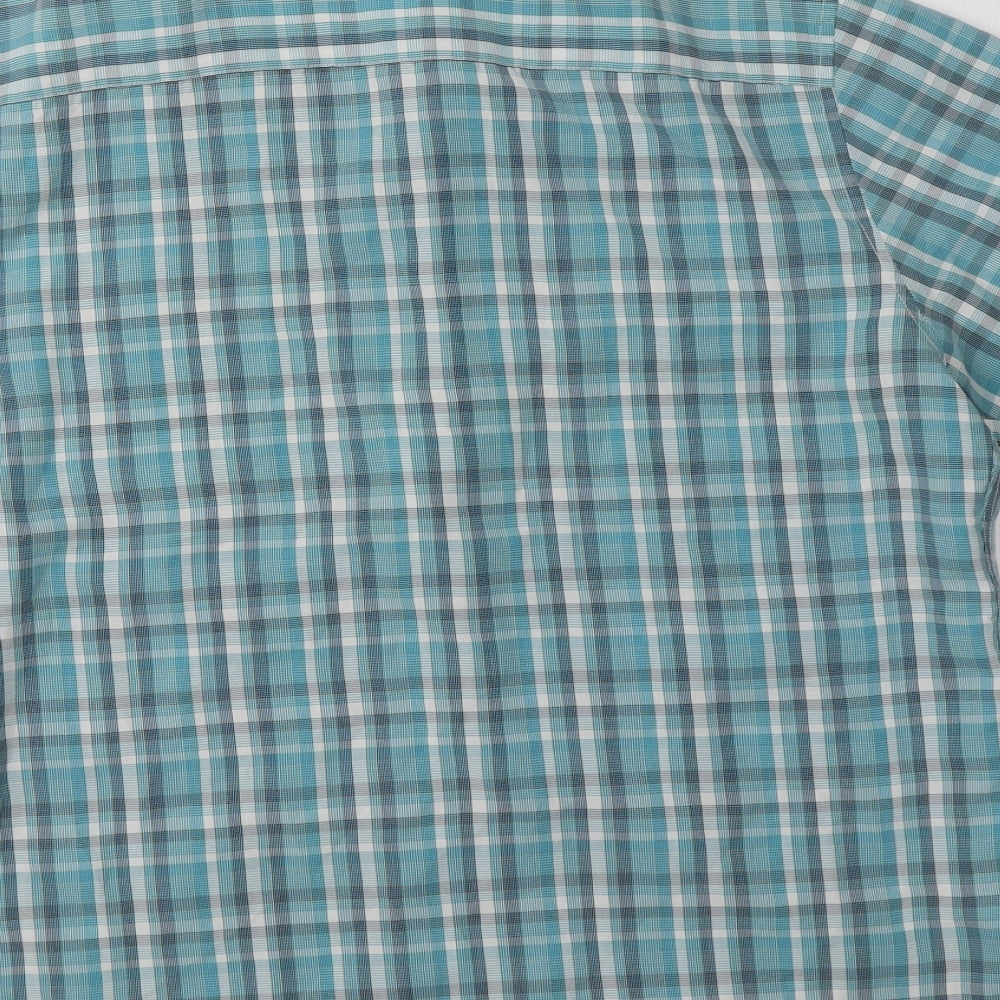 Mens UK Size L M&S Blue Button-Up Short Sleeve Casual Shirt