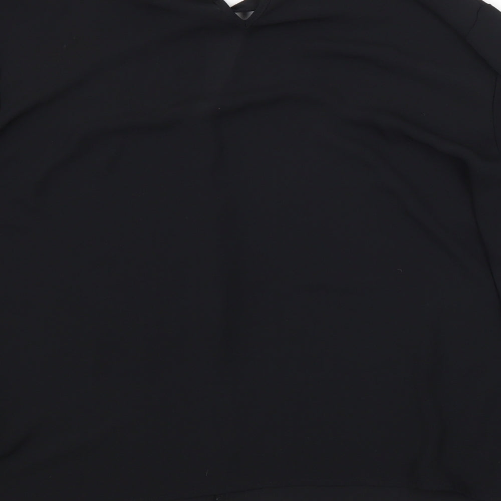 Brand and care label for Papaya women’s black basic blouse, size UK 14
