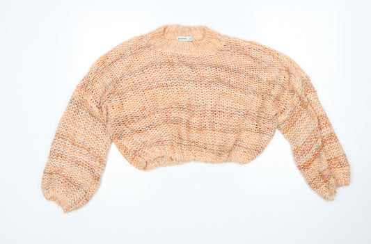 Womens UK Size S Stradivarius Orange Pullover Jumper