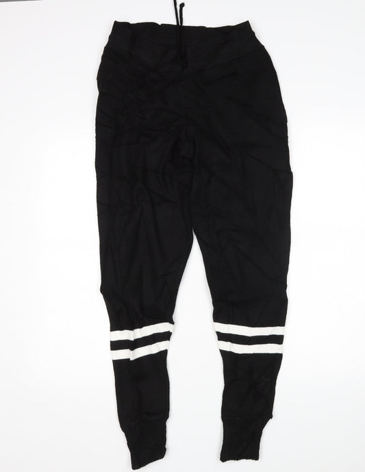 Womens UK Size M PRETTYLITTLETHING Regular Fit Sweatpants Black Trousers