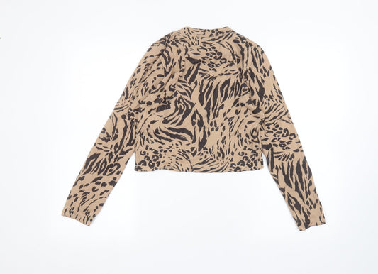 ASOS Womens Brown Animal Print Basic T-Shirt Size 8