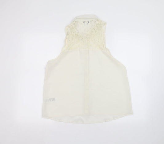 Womens UK Size 12 New Look White Basic Button-Up