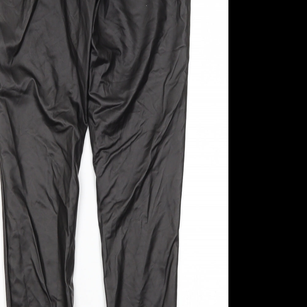 Primark Womens Black Polyester Trousers Size M L25.5 in Regular