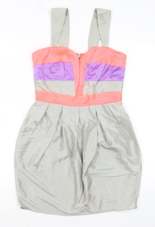 Additional front view of Lipsy women’s grey polyester mini, size UK 10