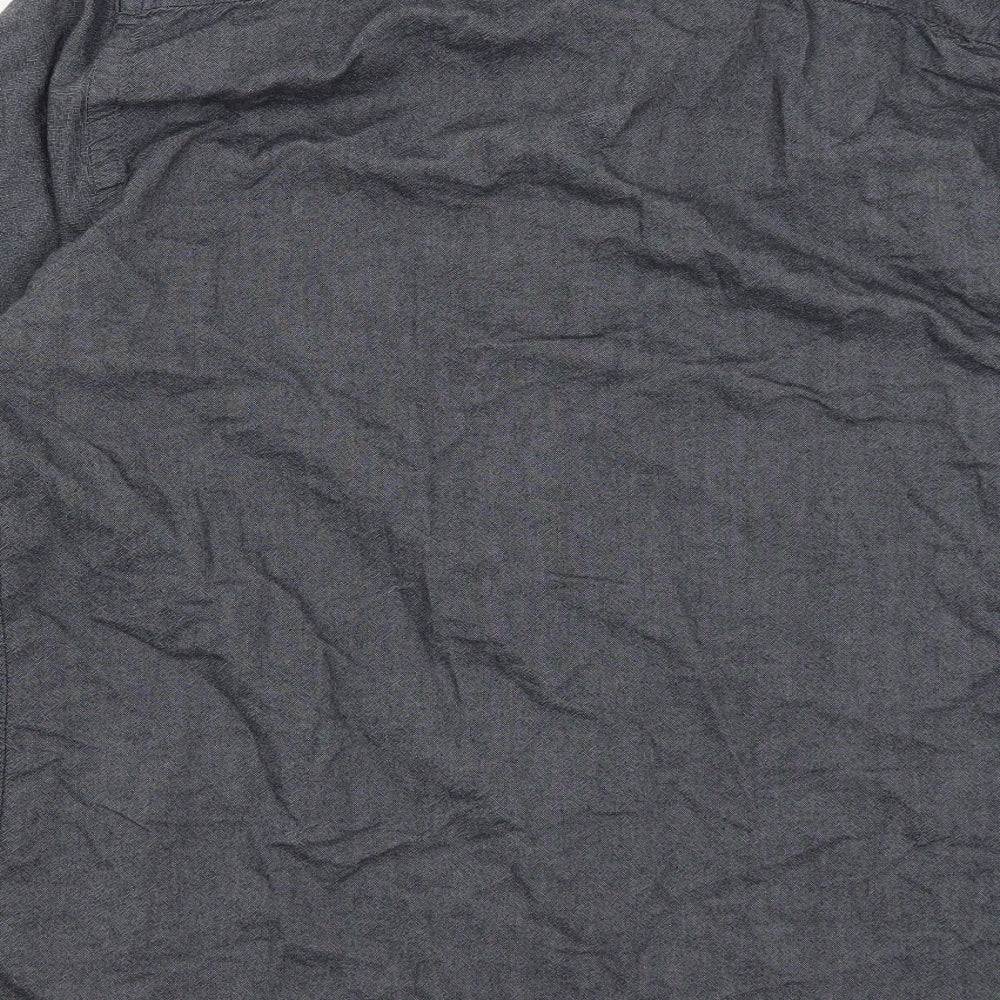 Mens UK Size M Easy Grey Button-Up Long Sleeve Casual Shirt