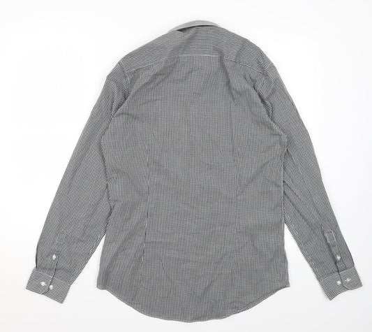 Red Herring Mens Black Check Cotton Dress Shirt Size 15.5