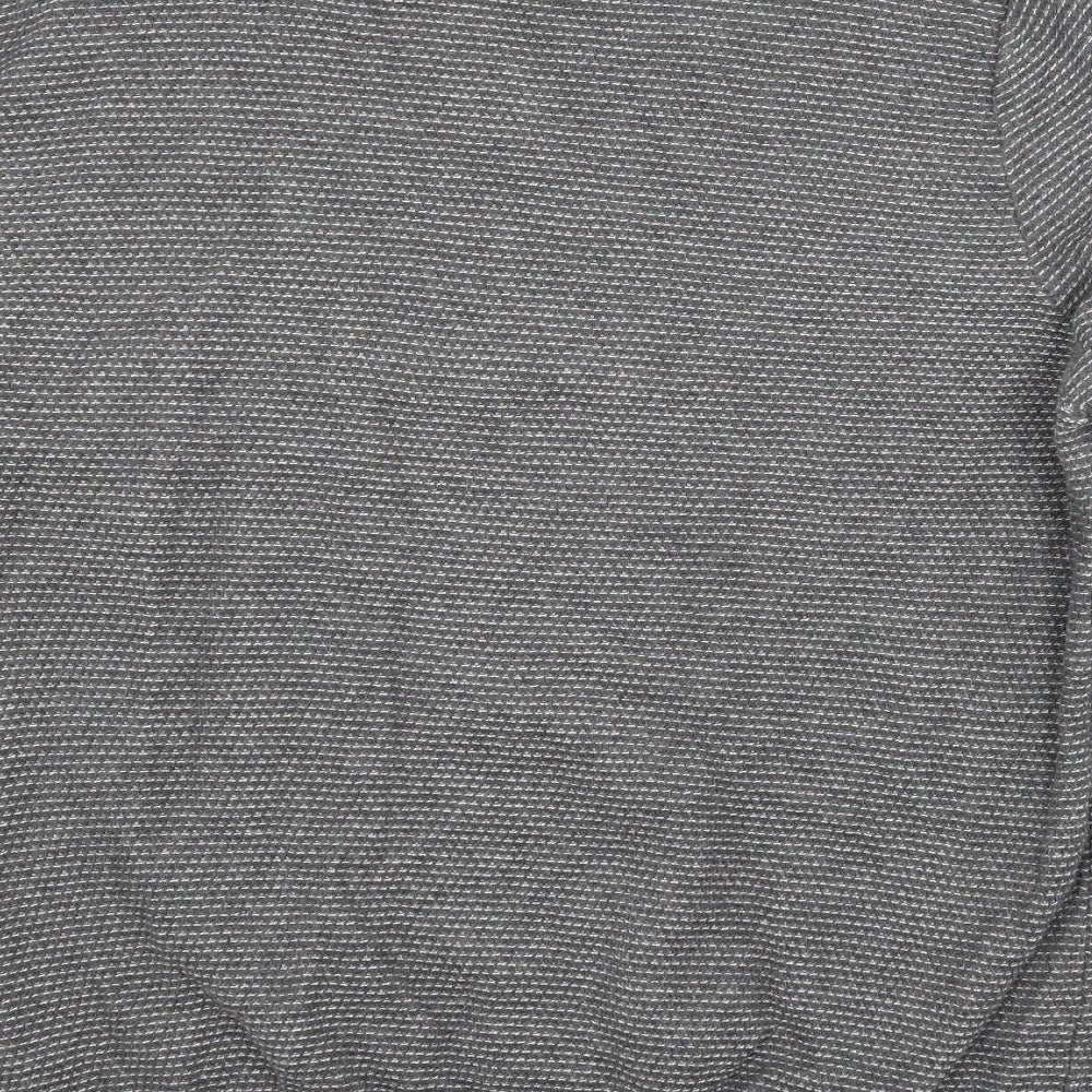 Brand and care label for Primark men’s grey crew neck cotton jumper, size L