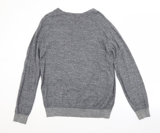 George Mens Blue Crew Neck Cotton Pullover Jumper Size L