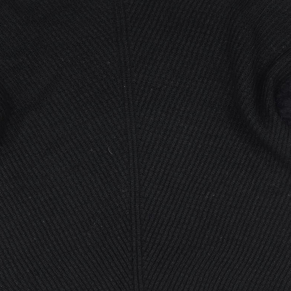 Brand and care label for Primark women’s black high neck acrylic jumper, size S, - fluffy sleeves