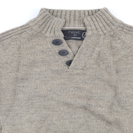 NEXT Mens Green High Neck Acrylic Pullover Jumper Size M - Green Beige Colour
