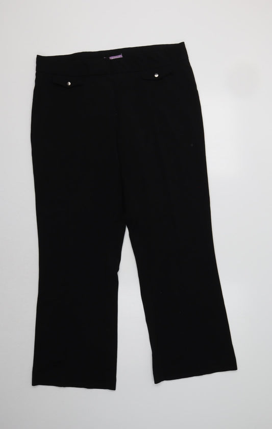 Womens UK Size 16 Avenue Regular Fit Dress Pants Black Trousers
