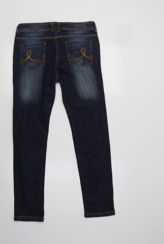 Matalan Womens Blue Cotton Skinny Jeans Size 12 L29 in Regular