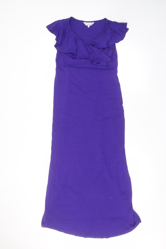 Additional front view of Red Herring women’s purple viscose a-line, size UK 8
