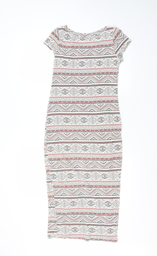 Select Womens White Viscose T-Shirt Dress Size 8
