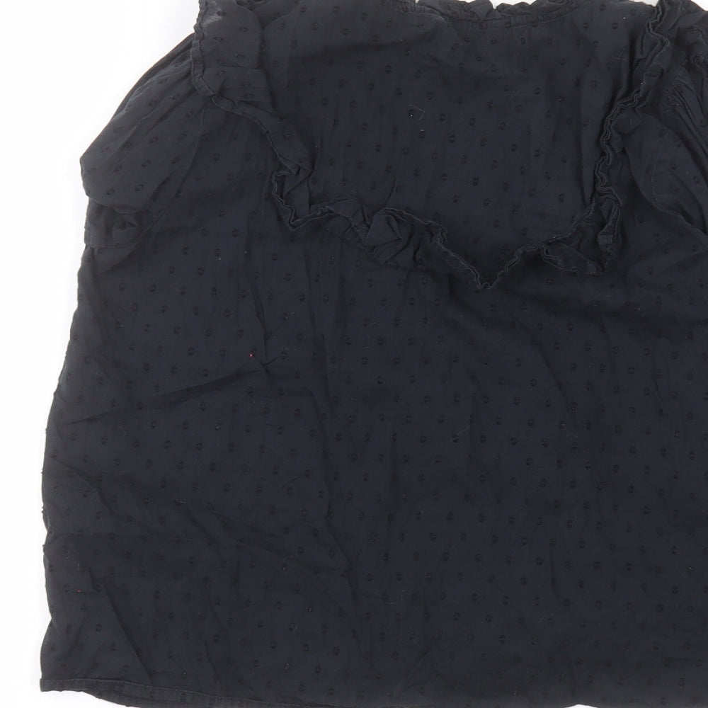 George Womens Blue Cotton Basic Button-Up Size 10