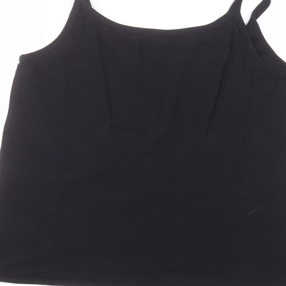 glamourosa Womens Black Cotton Basic T-Shirt Size 18 Round Neck