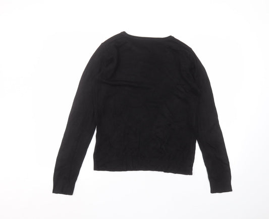 Womens UK Size 10 Atmosphere Black Basic T-Shirt
