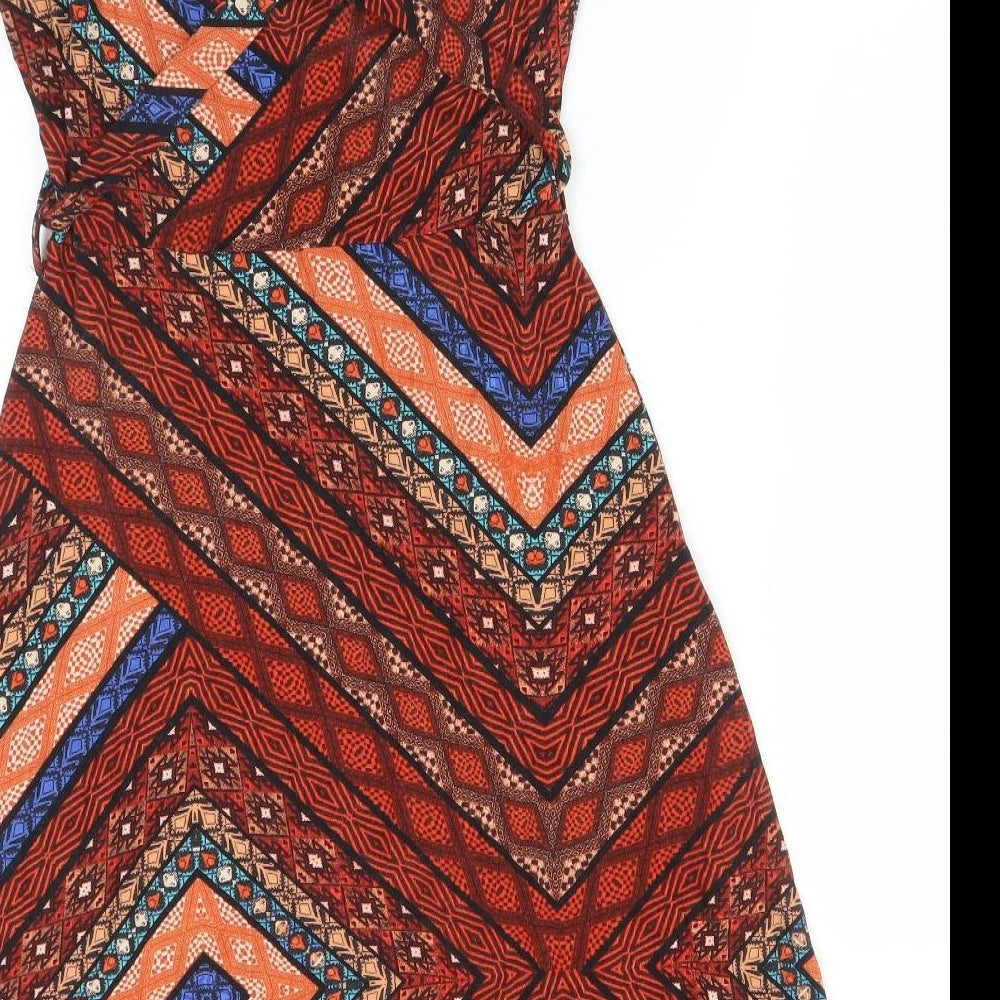 TU Womens Multicoloured Geometric Viscose A-Line Size 10