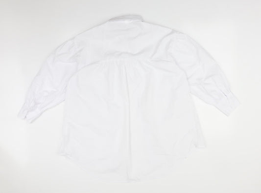 SheIn Womens White Polyester Basic Button-Up Size M Collared