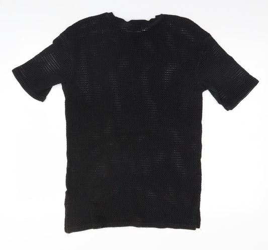 Bershka Womens Black Basic T-Shirt Size M Round Neck