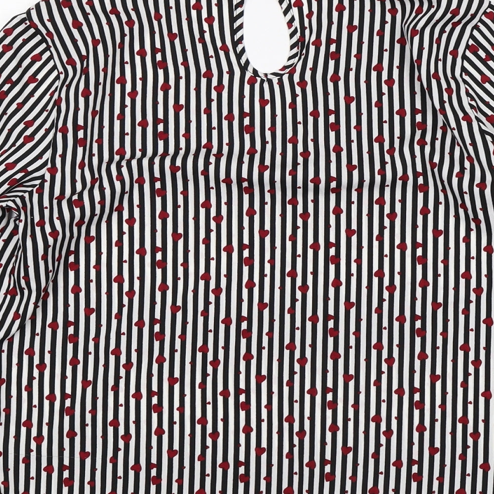 Papaya Womens Multicoloured Striped Polyester Basic Blouse Size 8 V-Neck