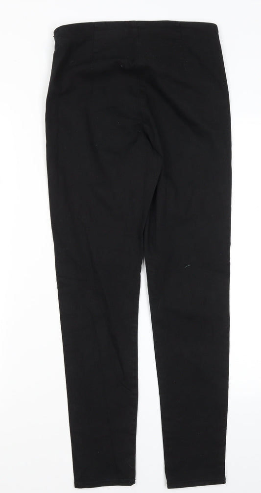 Divided Womens Black Cotton Trousers Size 12 L27 in Regular