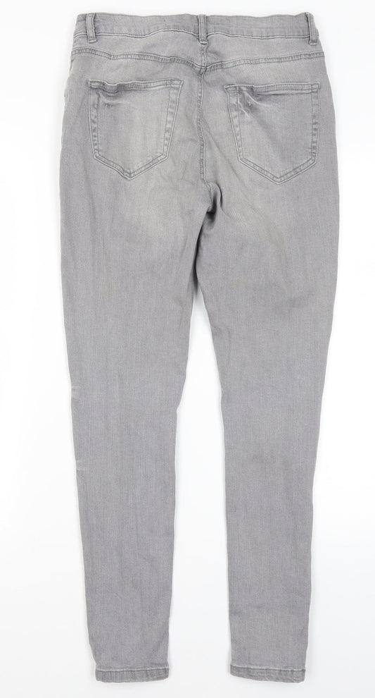 Denim Co Womens Grey Cotton Skinny Jeans Size 12 L29 in Regular