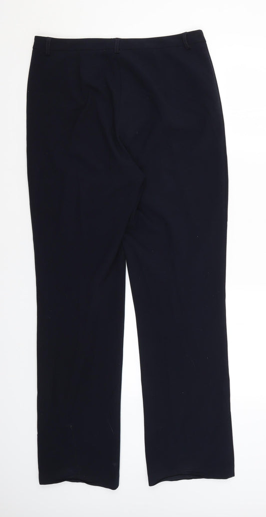 Womens UK Size 12 M&S Regular Fit Dress Pants Blue Trousers