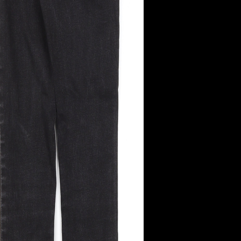 Brand and care label for Denim Co women’s black cotton skinny jeans, size UK 10, 27-inch leg regular