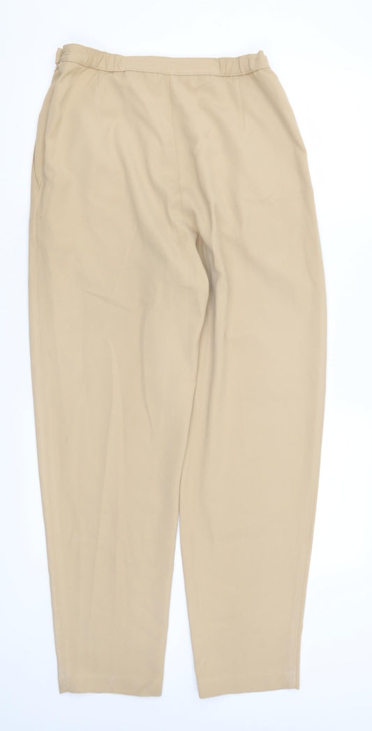 M&S Womens Brown Polyester Trousers Size 14 L29.5 in Regular
