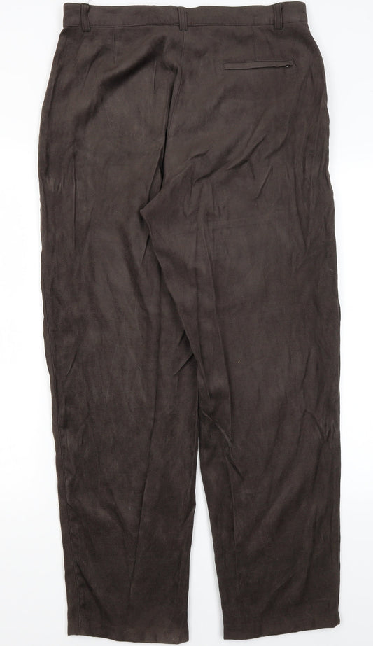 Womens UK Size 16 Preworn Regular Fit Brown Trousers