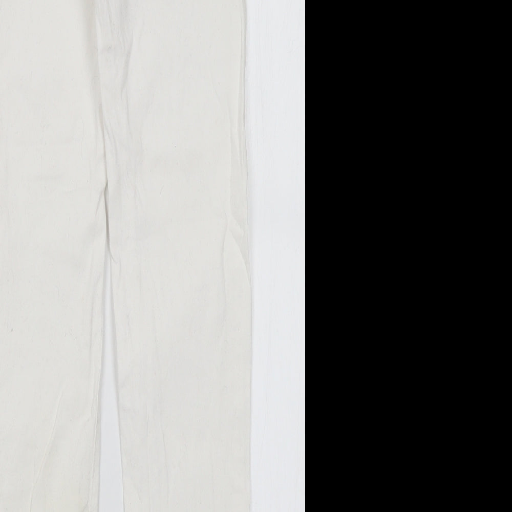 Brand and care label for Denim Co women’s white cotton skinny jeans, size UK 6, 29-inch leg regular