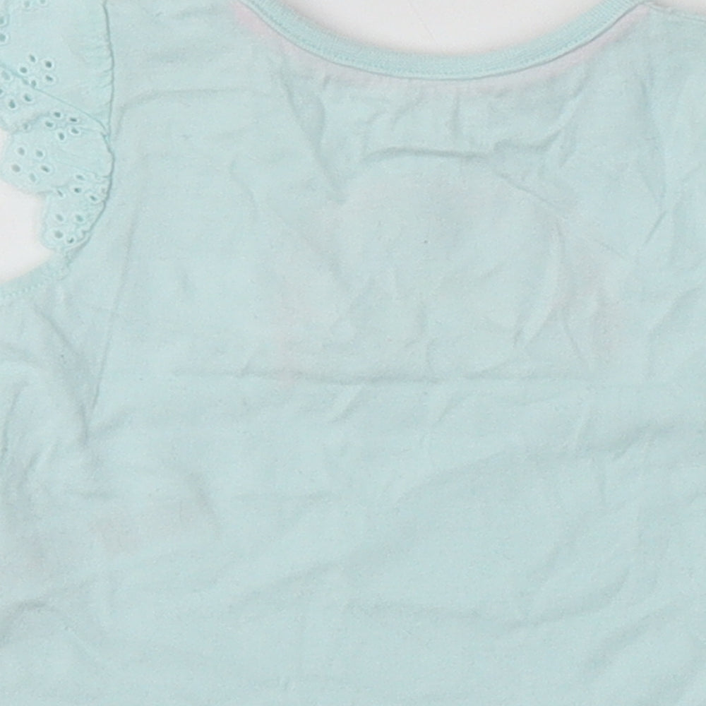 F&F Baby Blue Cotton Basic Blouse Size 0-3 Months Crew Neck - Rainbow