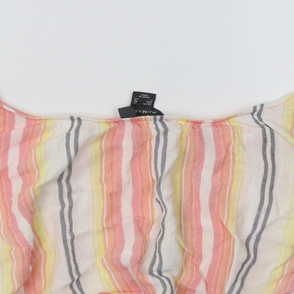 Primark Womens Multicoloured Striped Viscose Cropped Blouse Size 14 Off the Shoulder