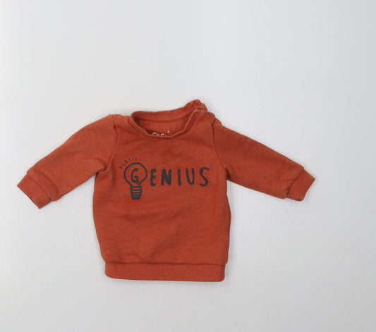 F&F Baby Orange Cotton Pullover Jumper Size 0-3 Months