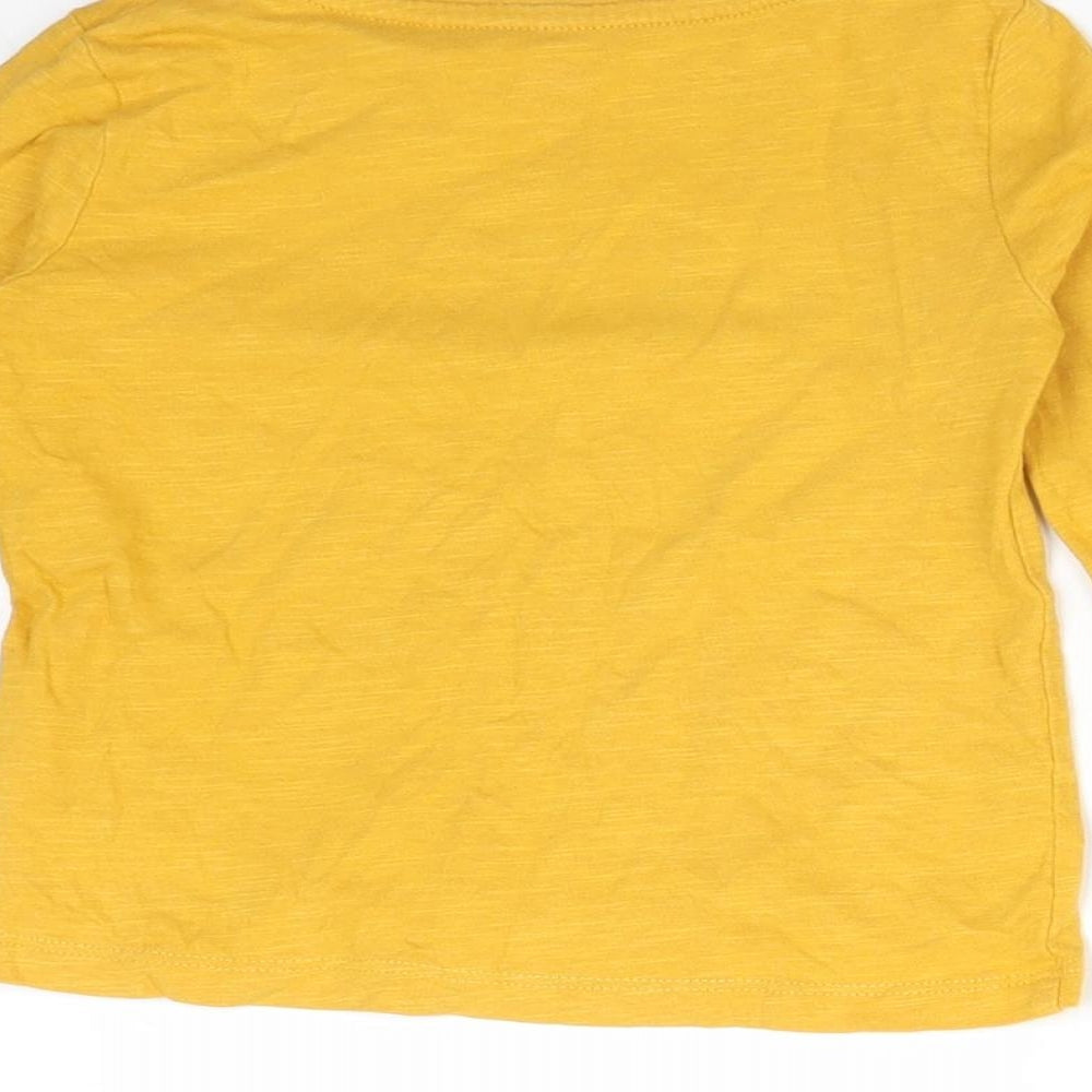 F&F Baby Yellow Cotton Basic T-Shirt Size 12-18 Months Round Neck - CHEESE FUN