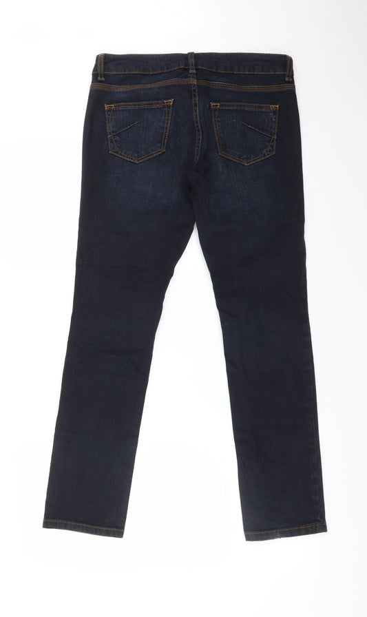 Topshop Womens Blue Cotton Straight Jeans Size 28 L29 in Regular