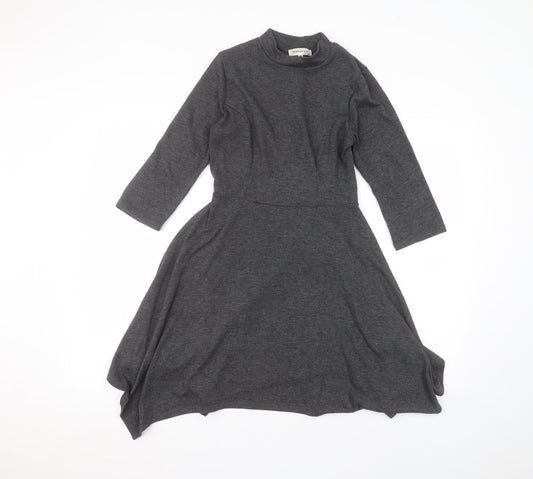 Additional front view of Monteau women’s grey polyester a-line, size S, round neck
