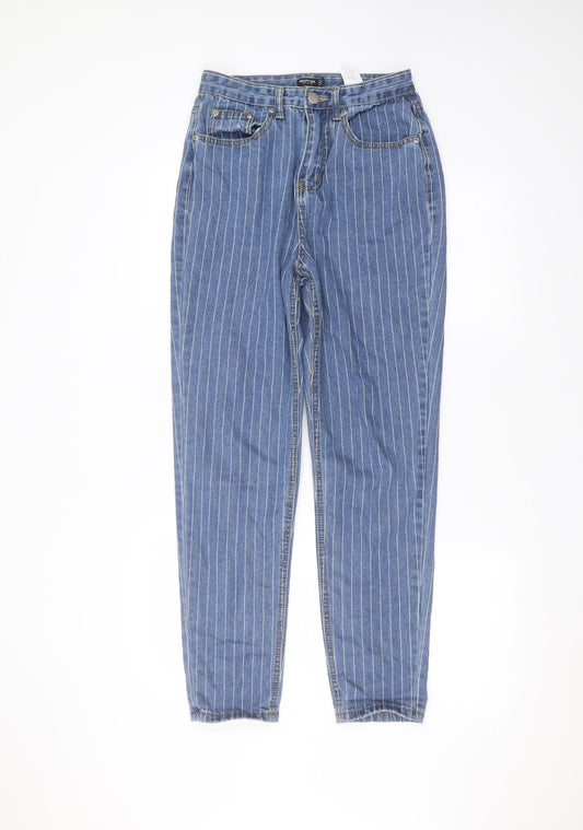 Additional front view of Nasty Gal women’s blue cotton skinny jeans, size UK 8, 27-inch leg regular