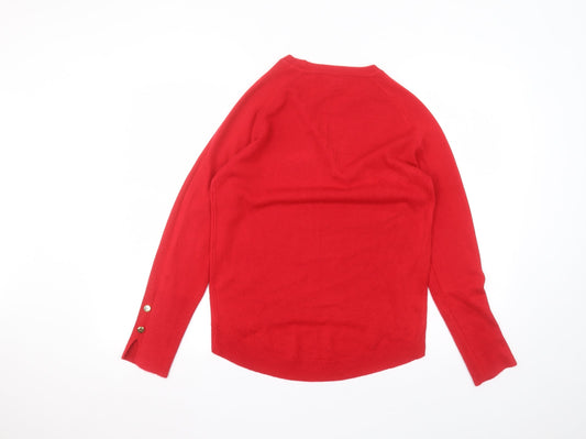 Primark Womens Red Acrylic Basic T-Shirt Size XS V-Neck