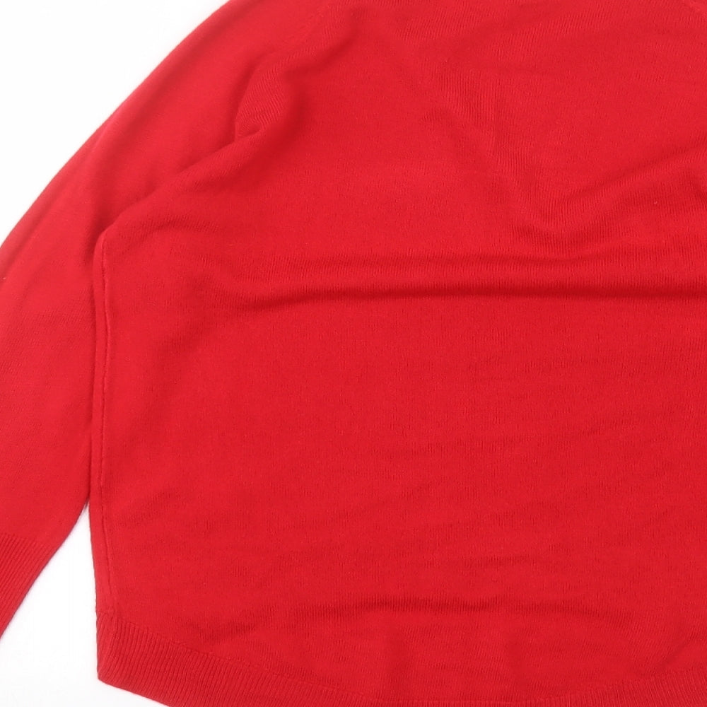 Primark Womens Red Acrylic Basic T-Shirt Size XS V-Neck