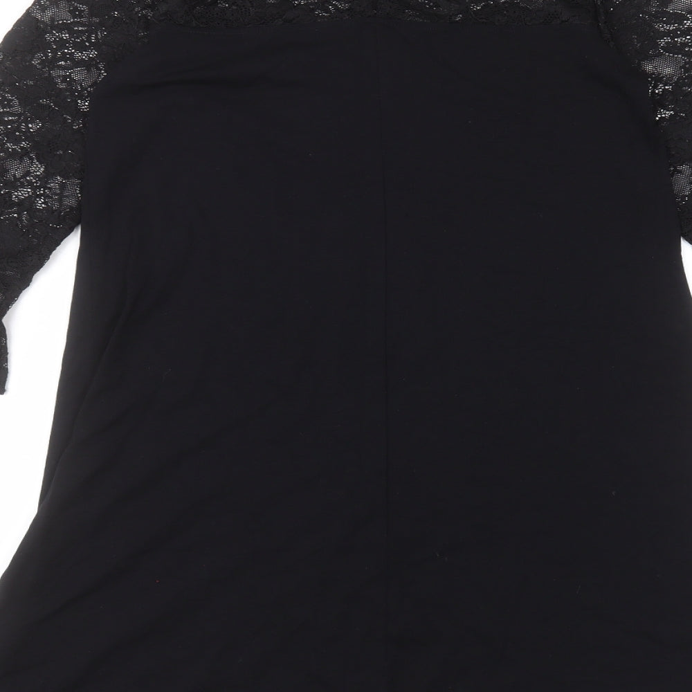 Brand and care label for Lipsy women’s black viscose a-line, size UK 10, round neck